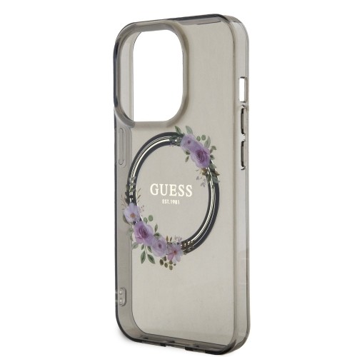 Guess PC|TPU Flowers Ring Glossy Logo MagSafe Case for iPhone 14 Pro Max Black image 4