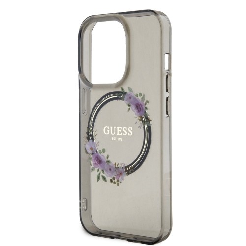 Guess PC|TPU Flowers Ring Glossy Logo MagSafe Case for iPhone 14 Pro Black image 4