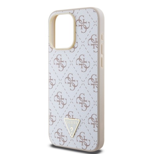 Guess PU Leather 4G Triangle Metal Logo Case for iPhone 15 Pro Max White image 4