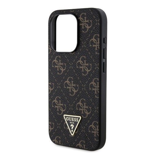 Guess PU Leather 4G Triangle Metal Logo Case for iPhone 15 Pro Black image 4