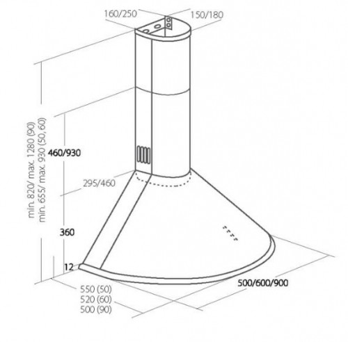 Chimney Hood Akpo WK-4 Dandys GOLD 60 cm 450 m3/h, White image 4