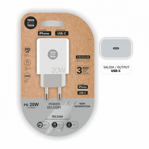 Сетевое зарядное устройство Tech One Tech USB-C Белый 20 W image 4