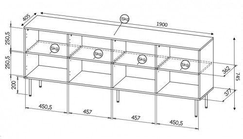 Cama Meble HOLE chest 190x40.5x74.5 cm white matt image 4