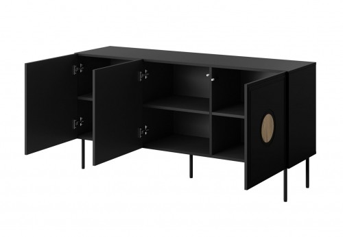 Cama Meble PALAZZO chest of drawers 150x42x75 black + oak craft image 4