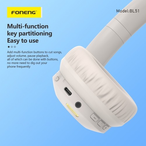 OEM Foneng Bluetooth headphones BL51 beige image 4