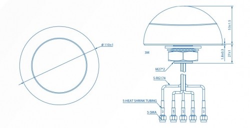 Teltonika 003R-00253 | Kombinētā antena | MIMO LTE|GPS|WIFI, uzstādāma uz jumta image 4