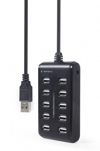 Gembird UHB-U2P10P-01 10-port USB 2.0 hub, black image 4