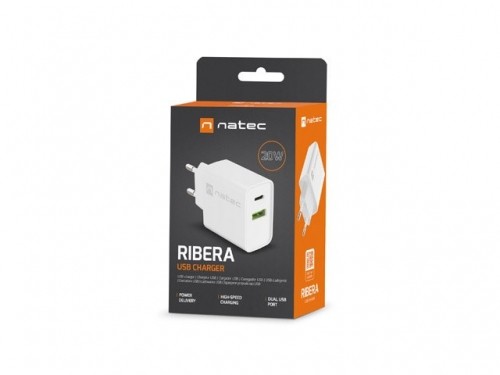 NATEC NETWORK CHARGER RIBERA USB-A+USB-C 20W PD image 4