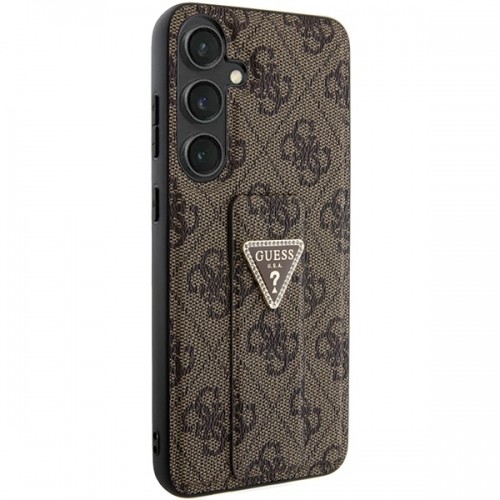 Guess GUHCS24MPGS4TDW S24+ S926 brązowy|brown hardcase Grip Stand 4G Triangle Strass image 4