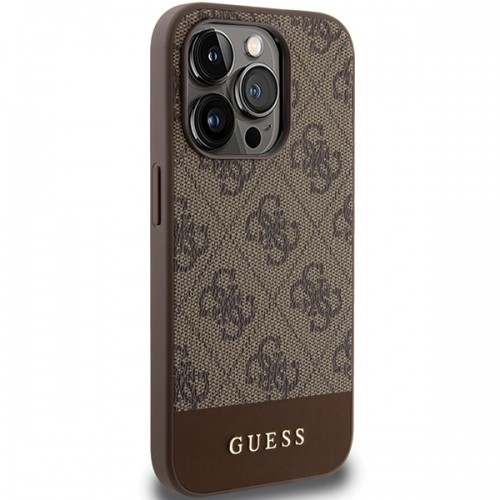 Guess GUHCP15XG4GLBR iPhone 15 Pro Max 6.7" brązowy|brown hardcase 4G Stripe Collection image 4