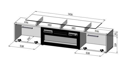 Cama Meble RTV cabinet ROVA with electric fireplace 190x37x48 white/gloss white image 4