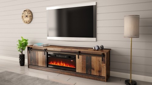 Cama Meble RTV GRANERO + fireplace cabinet 200x56.7x35 old wood image 4