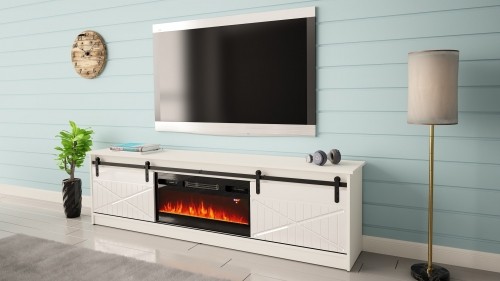 Cama Meble RTV GRANERO + fireplace cabinet 200x56.7x35 white/gloss white image 4