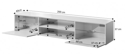 Cama Meble RTV cabinet SLIDE 200K 200x40x37 cm all in gloss black image 4