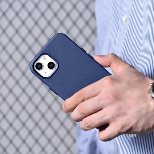iCarer Case Leather cover for iPhone 14 Plus genuine leather case blue (compatible with MagSafe) image 4