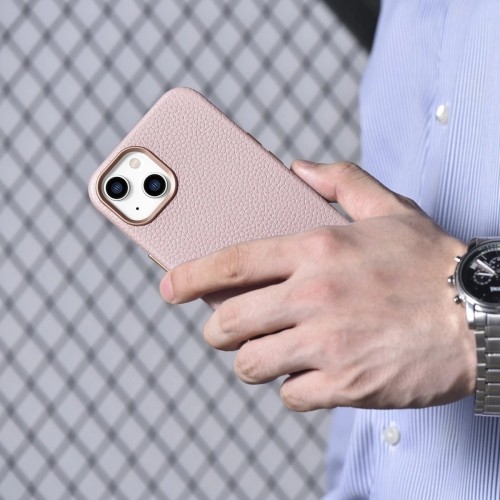 iCarer Litchi Premium Leather Case iPhone 14 Magnetic Leather Case with MagSafe Pink (WMI14220709-PK) image 4