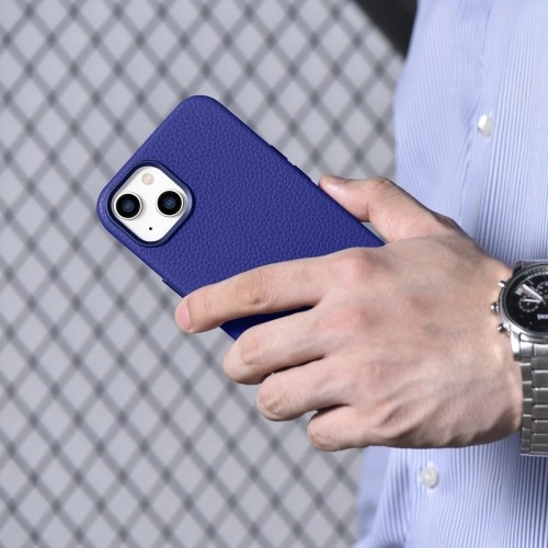 iCarer Litchi Premium Leather Case iPhone 14 Magnetic Leather Case with MagSafe Dark Blue (WMI14220709-DB) image 4