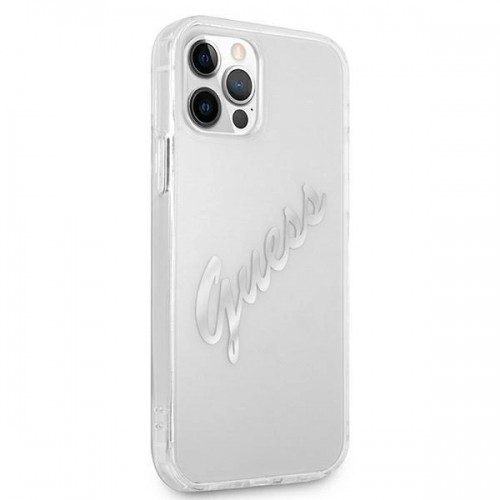 Guess GUHCP12MKTRSVSI iPhone 12|12 Pro 6.1&quot; Transparent hardcase Vintage Script Silver image 4