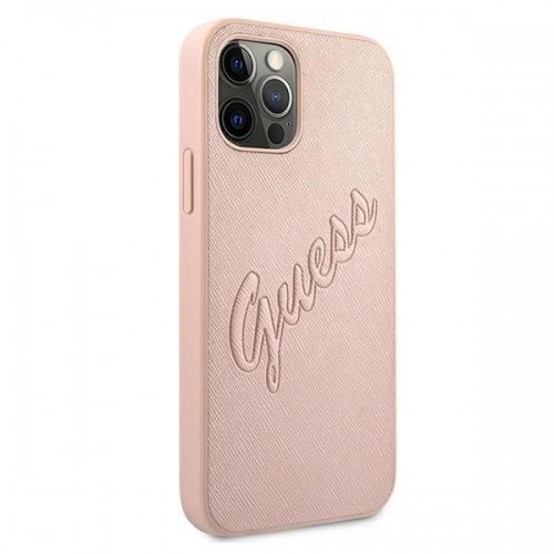 Guess GUHCP12MRSAVSRG iPhone 12|12 Pro 6.1&quot; pink|pink hardcase Saffiano Vintage Script image 4