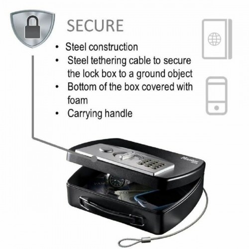 Портативный сейф с защитным кабелем Master Lock Чёрный Сталь image 4