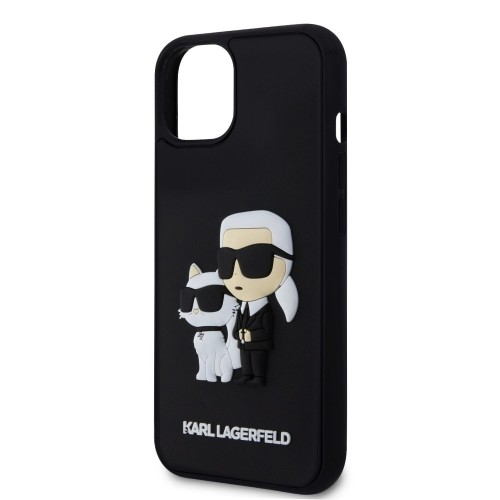 Karl Lagerfeld 3D Rubber Karl and Choupette Case for iPhone 15 Black image 4