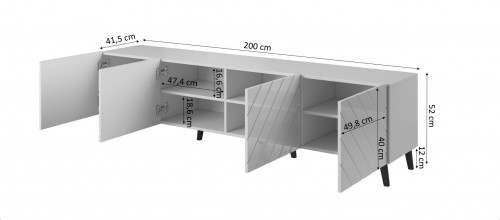 Cama Meble RTV cabinet ABETO 200x42x52 white/gloss white image 4