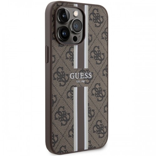 Guess GUHMP15XP4RPSW iPhone 15 Pro Max 6.7" brązowy|brown hardcase 4G Printed Stripes MagSafe image 4