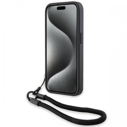 BMW BMHCP15X23RMRLK iPhone 15 Pro Max 6.7" czarny|black hardcase Signature Leather Wordmark Cord image 4