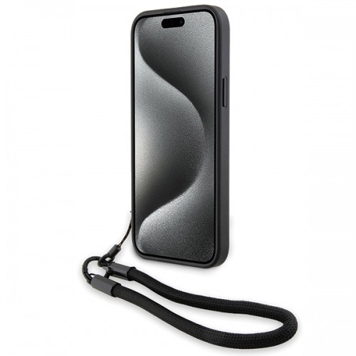 BMW BMHCP15S23RMRLK iPhone 15 | 14 | 13 6.1" czarny|black hardcase Signature Leather Wordmark Cord image 4
