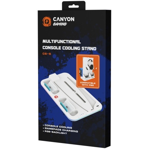 CANYON CS-5, PS5 Charger stand, with RGB light, 315*185*28mm, with 23CM+0.5cm cable, 475±10g, White image 4