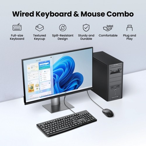 Ugreen MK003 wired keyboard and mouse set - black image 4