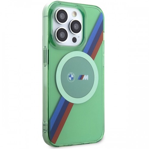 BMW BMHMP15LHDTN iPhone 15 Pro 6.1" zielony|green hardcase M Tricolor Stripes MagSafe image 4