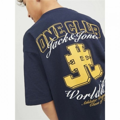 Child's Short Sleeve T-Shirt Jack & Jones Jorcole Back Print Navy Blue image 4