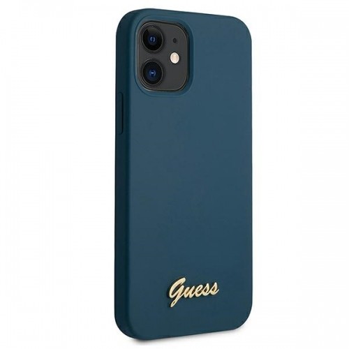 Guess GUHCP12SLSLMGBL iPhone 12 mini 5,4" niebieski|blue hardcase Metal Logo Script image 4