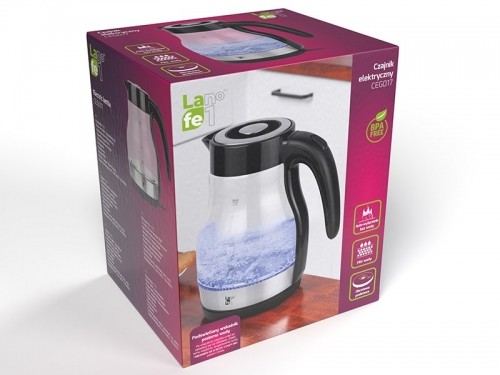 LAFE CEG017 electric kettle 1.7 L 2200 W Black, Transparent image 4