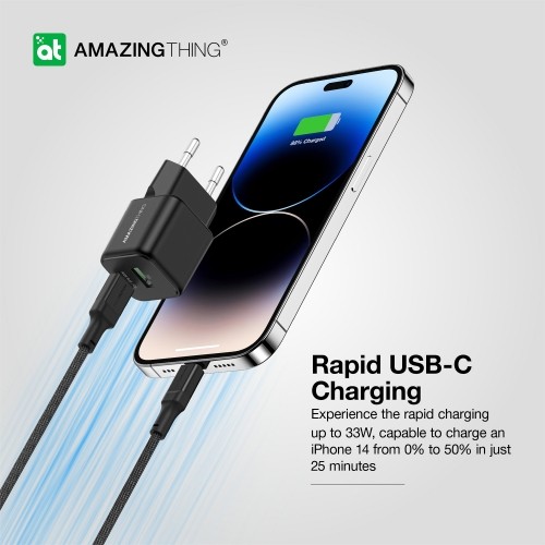 OEM Amazing Thing Wall charger Explorer Pro EUEP33W - USB + Type C - PD 33W 3A black image 4