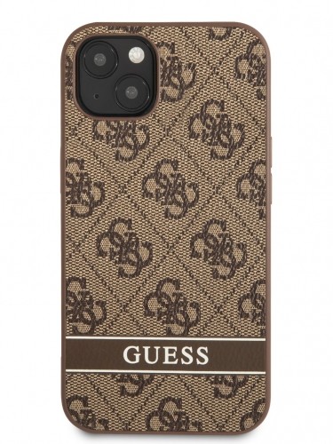 Guess PU 4G Stripe Case for iPhone 13 Brown image 4