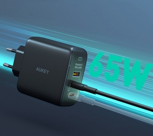 Aukey AUEKY Omnia II Mix PA-B6T Wall charger 1x USB 2x USB-C Power Delivery 3.0 65W Black image 4
