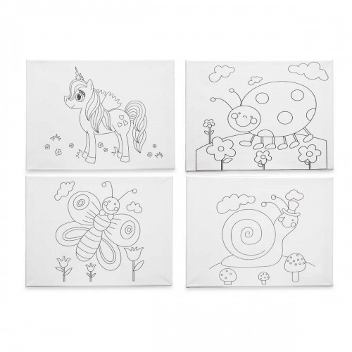 Pincello Canvas Balts Drāna 30 x 40 x 1,5 cm Krāsošanas paklājs dzīvnieki (16 gb.) image 4