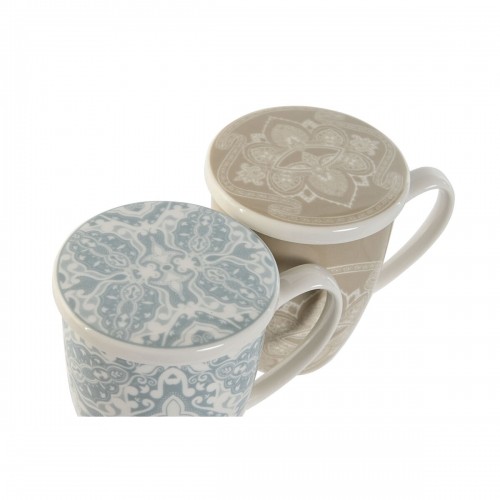 Tasīte ar Tējas Filtru Home ESPRIT Zils Bēšs Nerūsējošais tērauds Porcelāns 380 ml (2 gb.) image 4