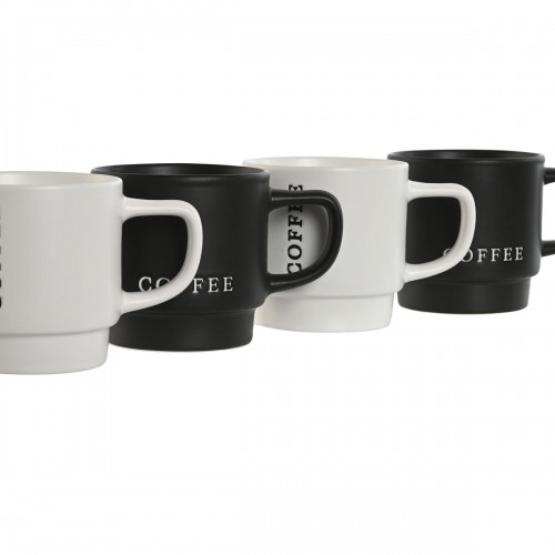 4 Piece Mug Set Home ESPRIT White Black Metal Porcelain 380 ml 13 x 9 x 9 cm image 4