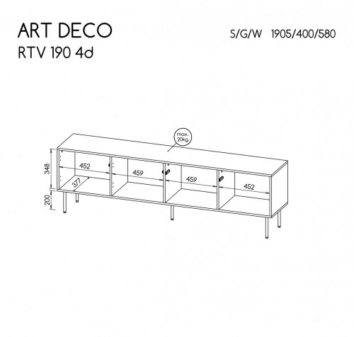 Cama Meble ART DECO RTV cabinet 190.5x40x58 walnut image 4