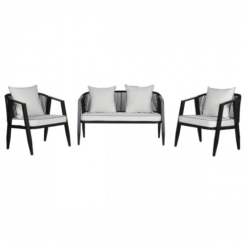 Table Set with 3 Armchairs Home ESPRIT Black Crystal Steel 123 x 66 x 72 cm image 4