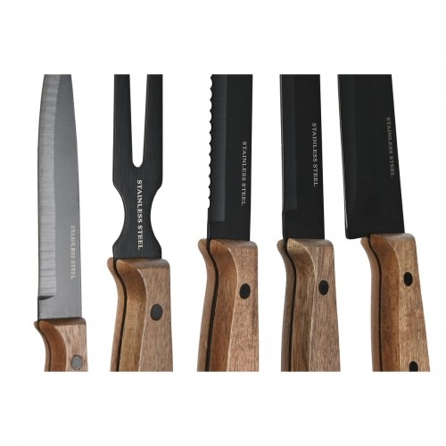 Knife Set Home ESPRIT Black Stainless steel Acacia 4 x 1 x 33 cm 6 Pieces image 4