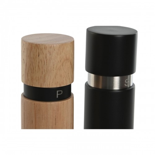 Salt and Pepper Shakers Home ESPRIT Black Natural Stainless steel Rubber wood 14 x 7 x 16,5 cm image 4