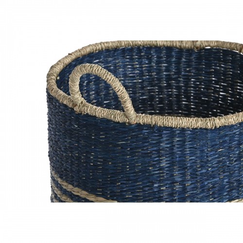 Basket set Home ESPRIT Blue Natural Jute Seagrass Mediterranean 43 x 43 x 54 cm (3 Pieces) image 4