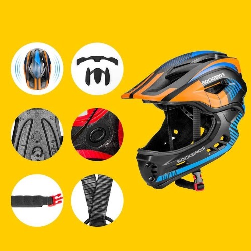 Children's bicycle helmet with detachable visor Rockbros TT-32SOBL-S size S - black and orange image 4