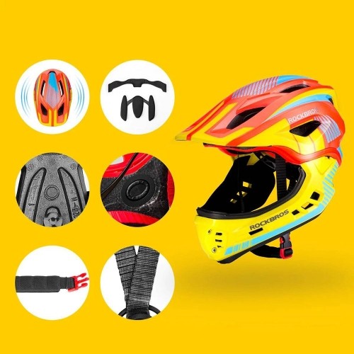 Children's bicycle helmet with detachable visor Rockbros TT-32SOYB-M size M - yellow-orange image 4