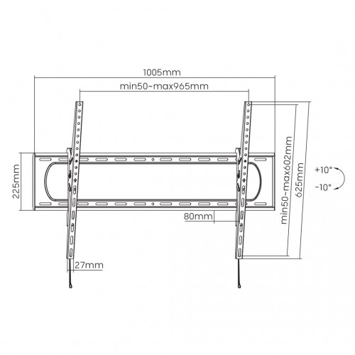 Maclean TV or monitor mount, max. VESA 900x600, 60-120", 120kg, black, MC-750N image 4