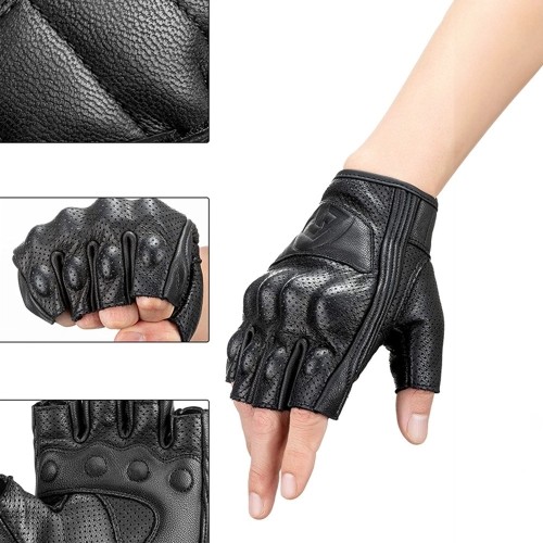 Rockbros 16220006002 M leather motorcycle gloves - black image 4